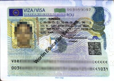 Kaur's Romania student visa processed by Worlin Education Services in 2025