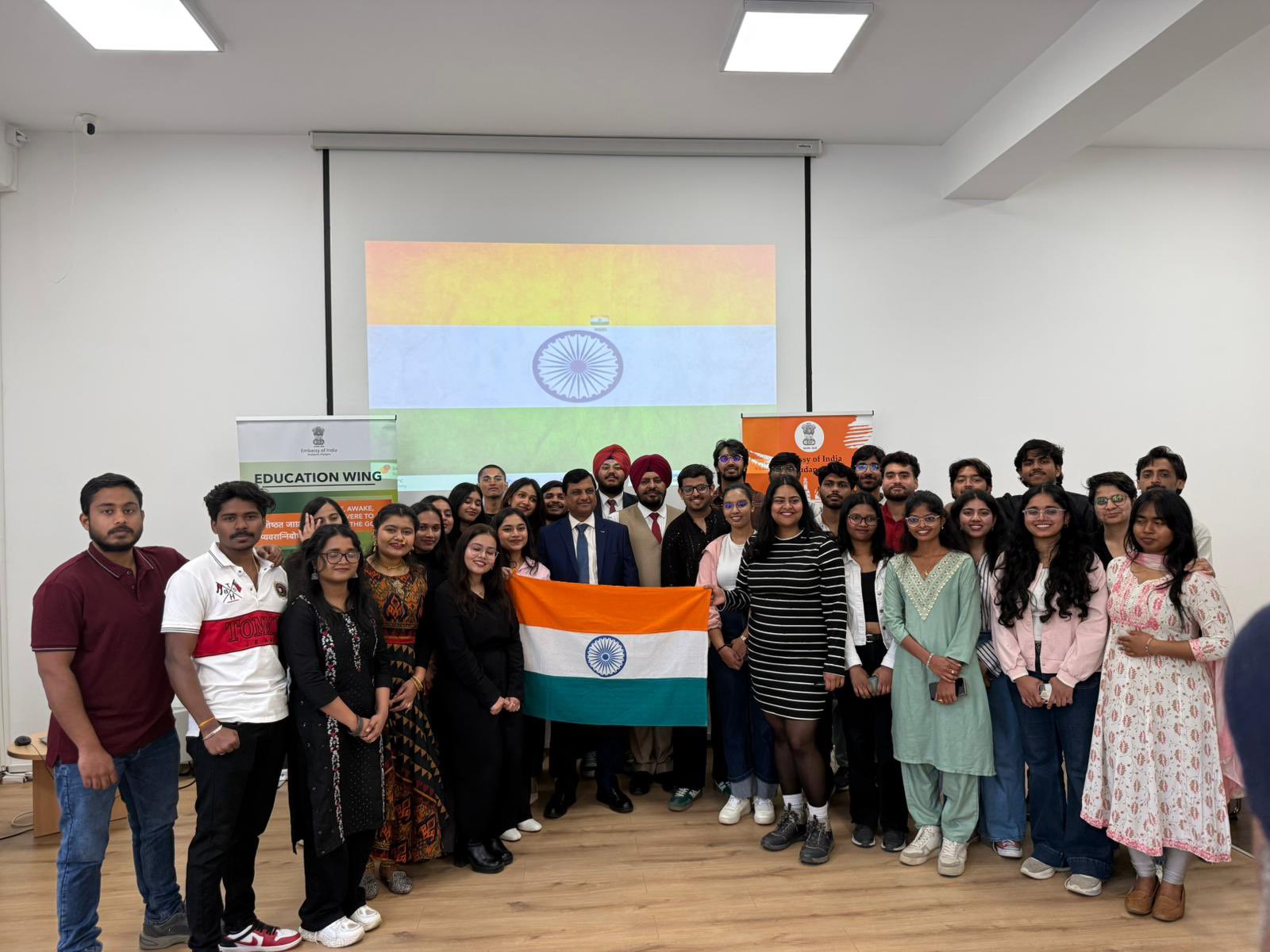 Group photo of Embassy Staff and Indian students studying in Bosnia & Herzegovina at the University of East Sarajevo